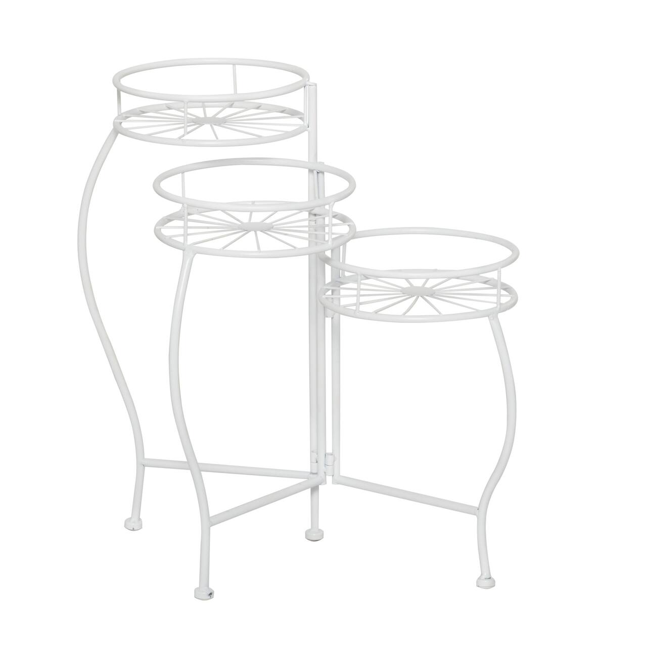 White Iron Transitional Plantstand, 21" x 19" x 18"